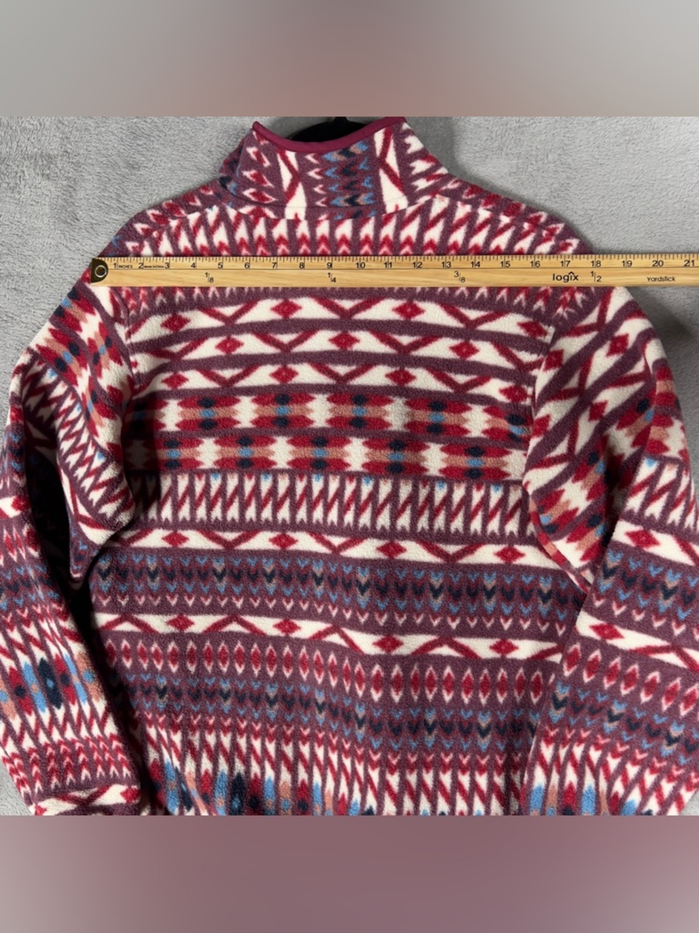 Patagonia Synchilla Kuta Klash Women's Small Fleece Pullover Dark Currant Aztec - Picture 10 of 11